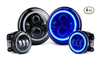 Xprite 7 inch 90W LED Headlights & 4 inch 60W Fog Lights