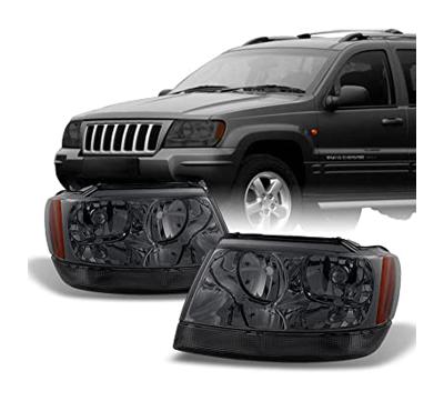 AKKON - For 1999-2004 Jeep Grand Cherokee OE Replacement Smoke Bezel Headlights